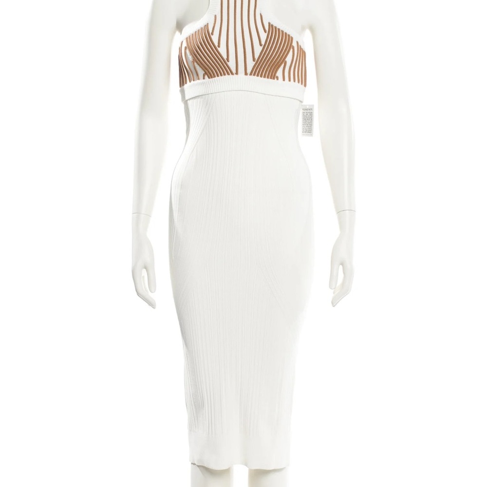 Herve Leger bandage White and Brown Dress